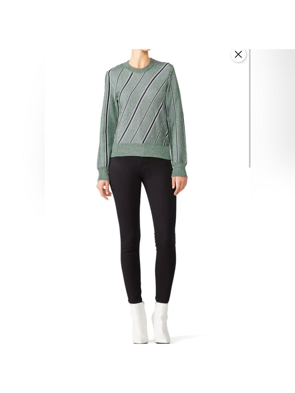 Cedric Charlier green striped Lurex sweater size 10